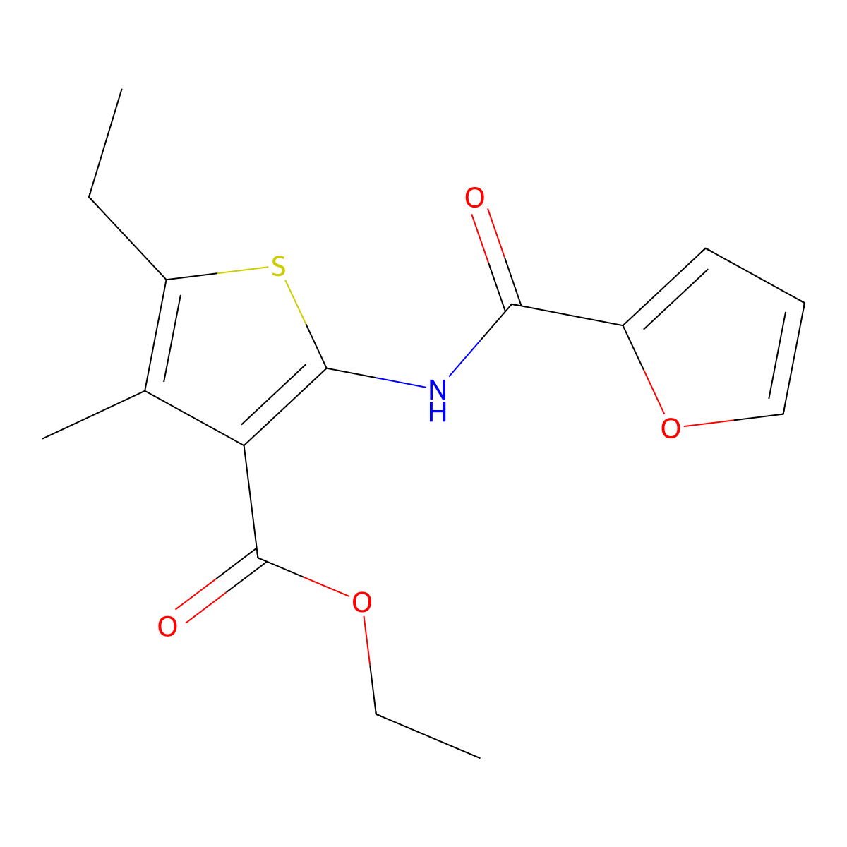 Ethyl 5-ethyl-2-(furan-2-carboxamido)-4-methylthiophene-3-carboxylate molecular structure, CAS 333359-08-3