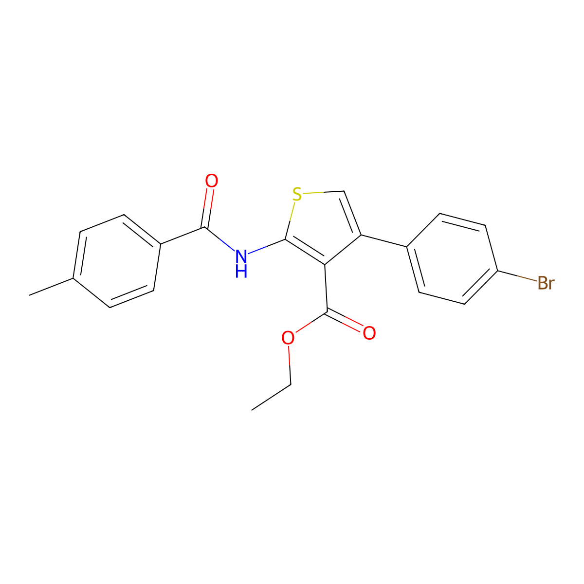 Ethyl 4-(4-bromophenyl)-2-(4-methylbenzamido)thiophene-3-carboxylate molecular structure, CAS 333359-12-9
