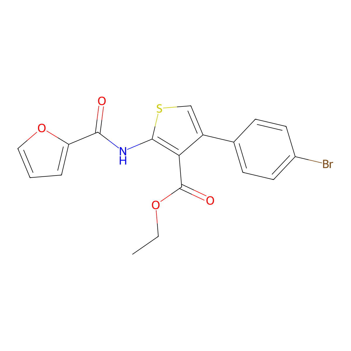 Ethyl 4-(4-bromophenyl)-2-(furan-2-carbonylamino)thiophene-3-carboxylate molecular structure, CAS 333359-15-2