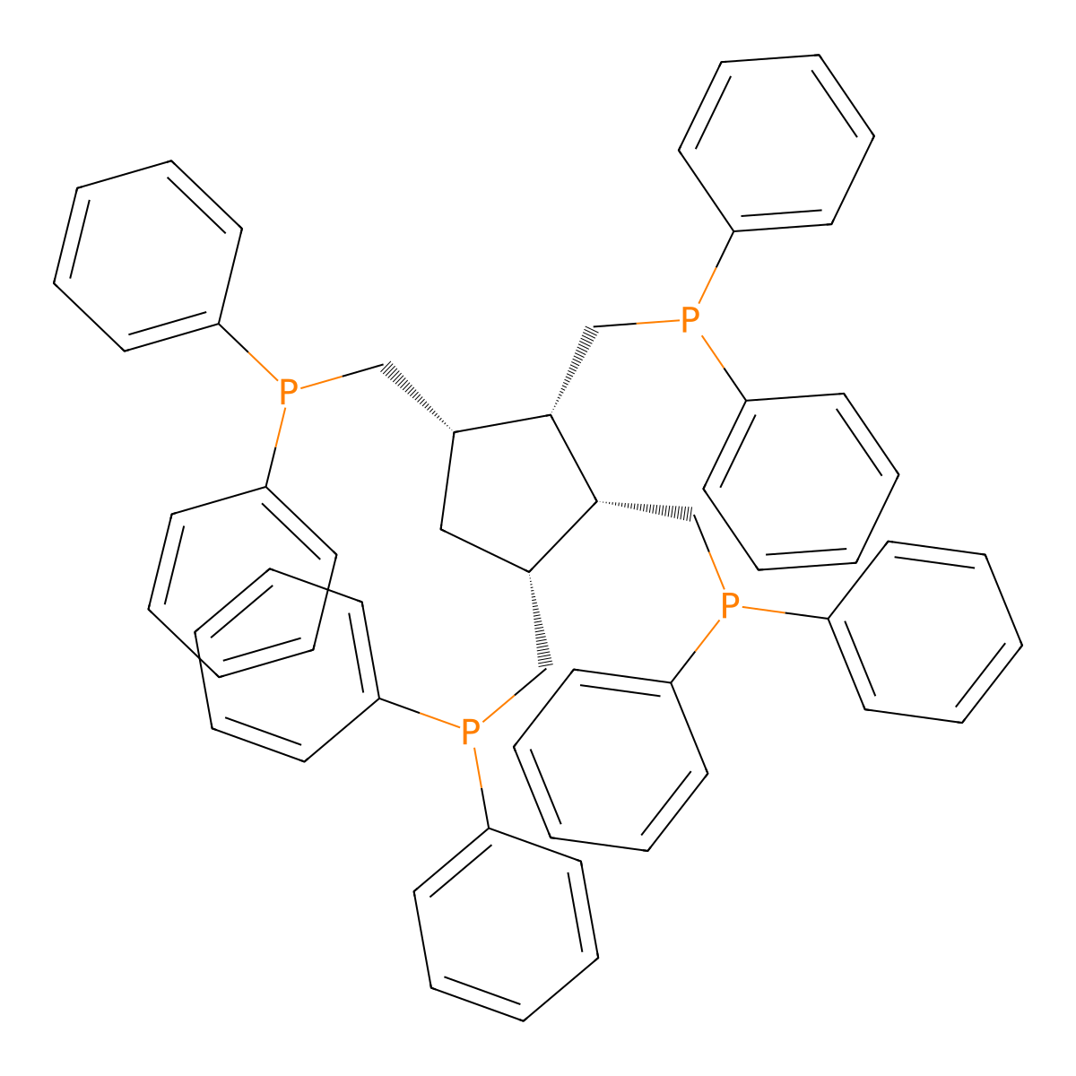 ((1R,2R,3S,4S)-Cyclopentane-1,2,3,4-tetrayltetrakis(methylene))tetrakis(diphenylphosphane) molecular structure, CAS 333380-86-2