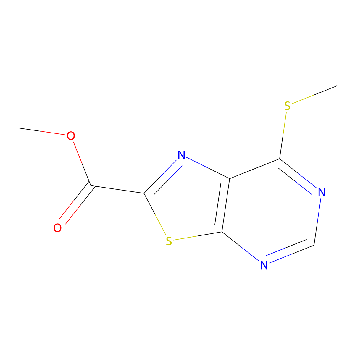 Methyl 7-(methylthio)thiazolo[5,4-d]pyrimidine-2-carboxylate molecular structure, CAS 333387-93-2