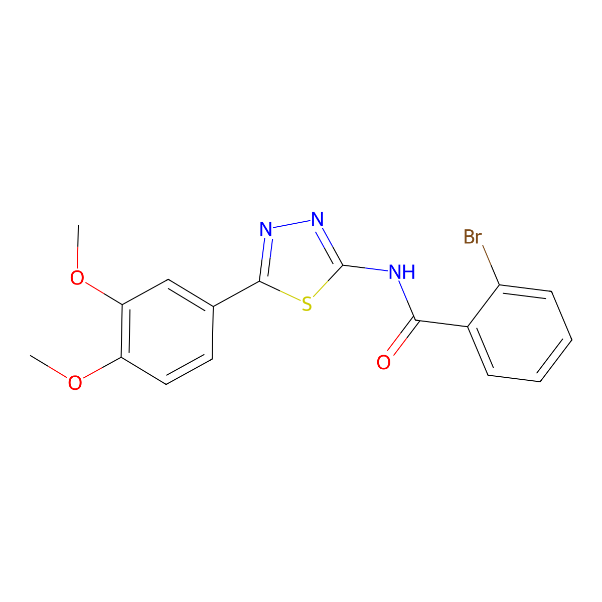 2-bromo-N-[5-(3,4-dimethoxyphenyl)-1,3,4-thiadiazol-2-yl]benzamide molecular structure, CAS 333393-42-3