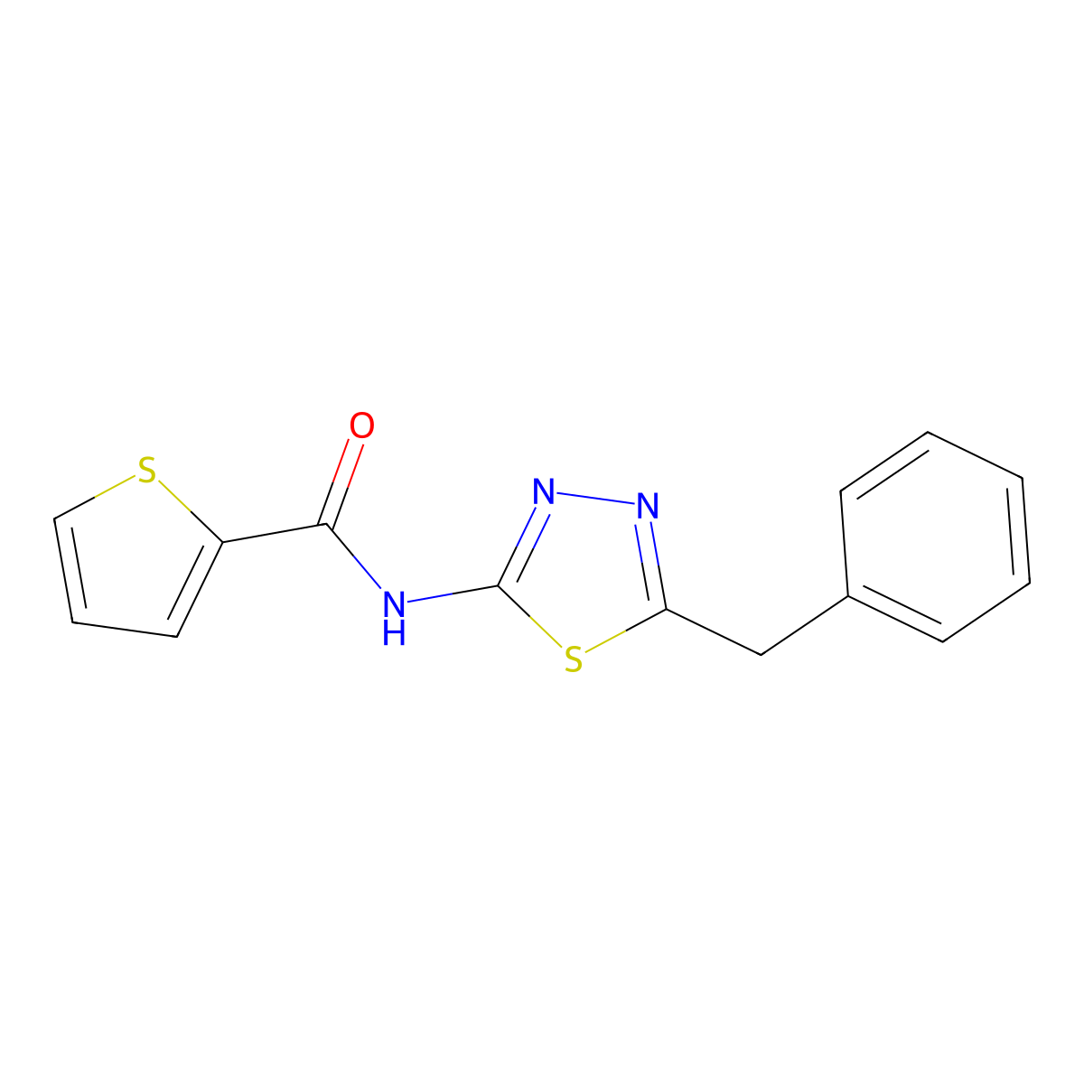 N-(5-benzyl-1,3,4-thiadiazol-2-yl)thiophene-2-carboxamide molecular structure, CAS 333393-49-0