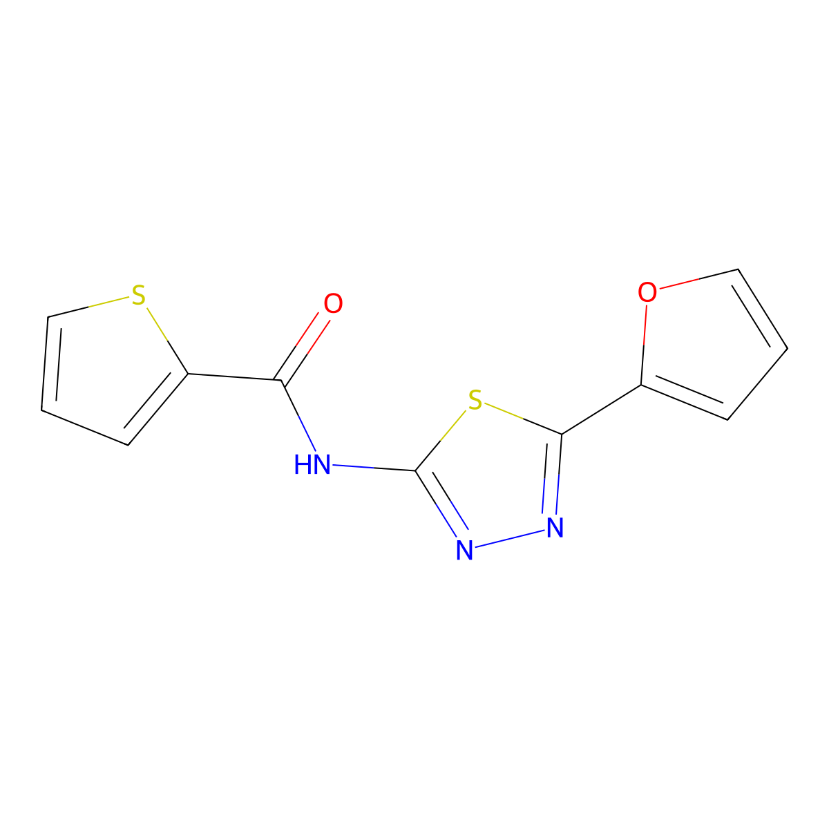 N-[5-(furan-2-yl)-1,3,4-thiadiazol-2-yl]thiophene-2-carboxamide molecular structure, CAS 333393-50-3