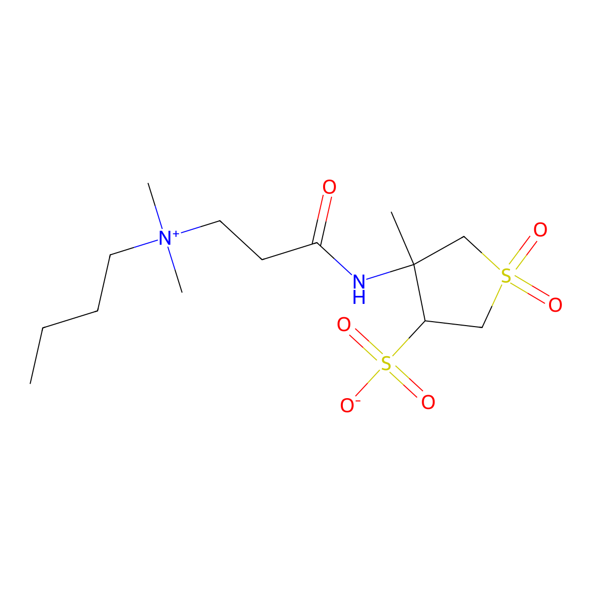 4-[3-[Butyl(dimethyl)azaniumyl]propanoylamino]-4-methyl-1,1-dioxothiolane-3-sulfonate molecular structure, CAS 333393-64-9