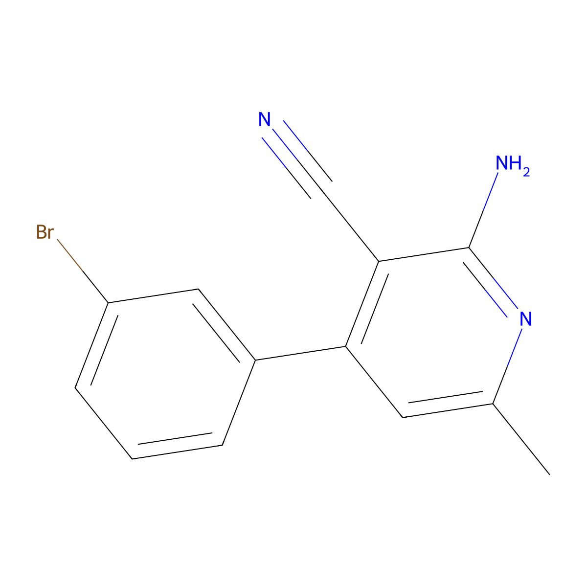 2-Amino-4-(3-bromophenyl)-6-methylpyridine-3-carbonitrile molecular structure, CAS 333394-01-7