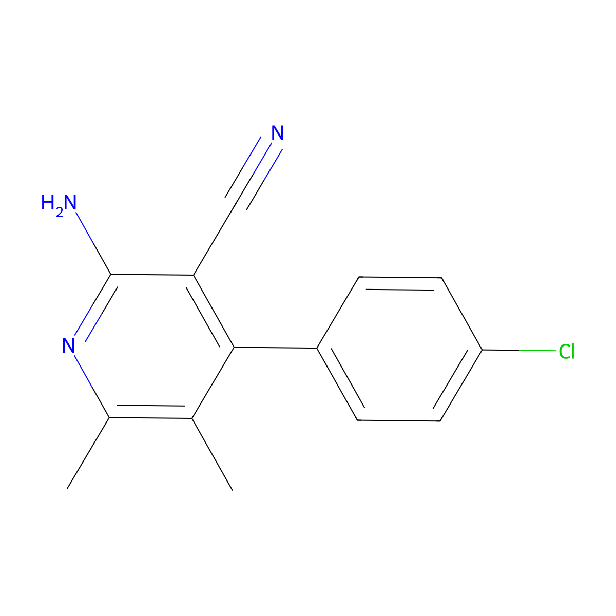 2-Amino-4-(4-chlorophenyl)-5,6-dimethylpyridine-3-carbonitrile molecular structure, CAS 333394-03-9