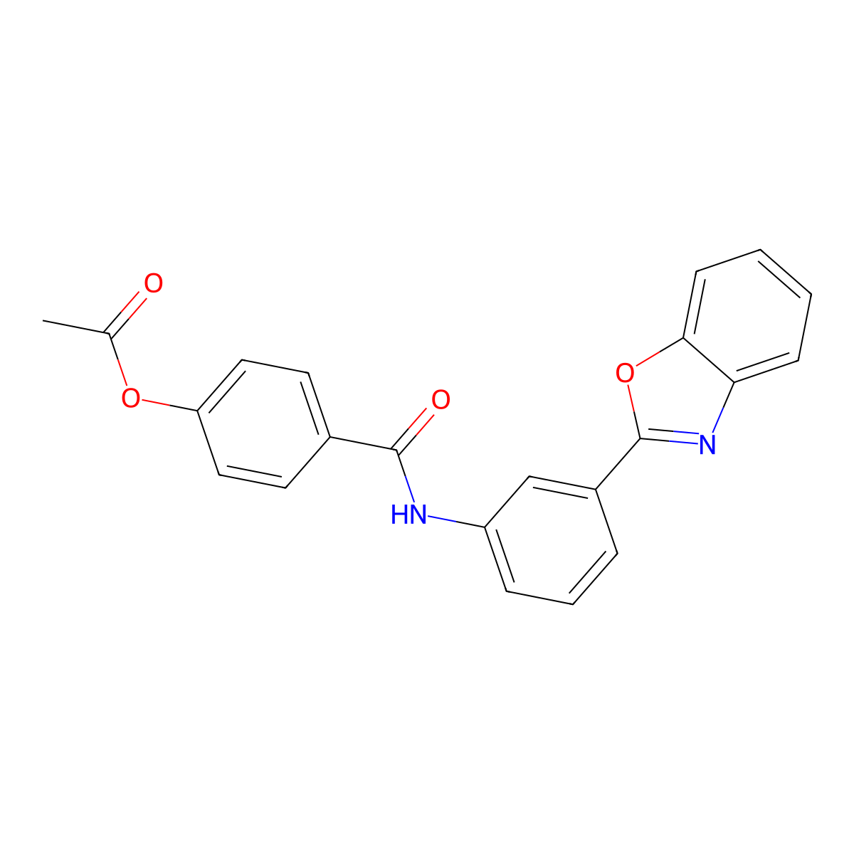 4-[N-(3-benzoxazol-2-ylphenyl)carbamoyl]phenyl acetate molecular structure, CAS 333395-07-6