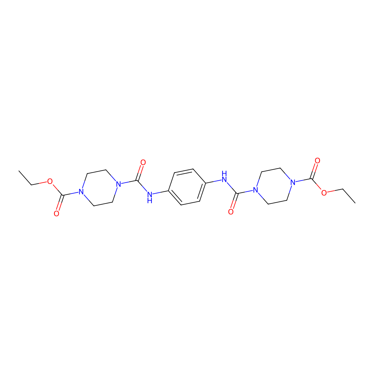 Ethyl 4-[[4-[(4-ethoxycarbonylpiperazine-1-carbonyl)amino]phenyl]carbamoyl]piperazine-1-carboxylate molecular structure, CAS 333395-22-5