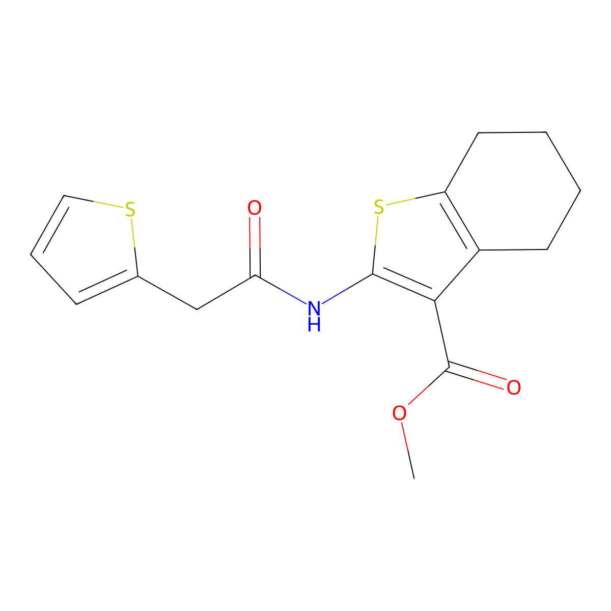 Methyl 2-[(2-thiophen-2-ylacetyl)amino]-4,5,6,7-tetrahydro-1-benzothiophene-3-carboxylate molecular structure, CAS 333396-73-9
