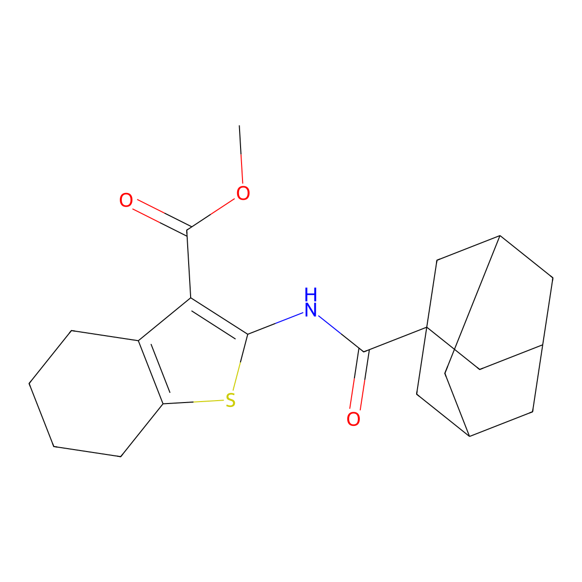 Methyl 2-[(1-adamantylcarbonyl)amino]-4,5,6,7-tetrahydro-1-benzothiophene-3-carboxylate molecular structure, CAS 333396-75-1