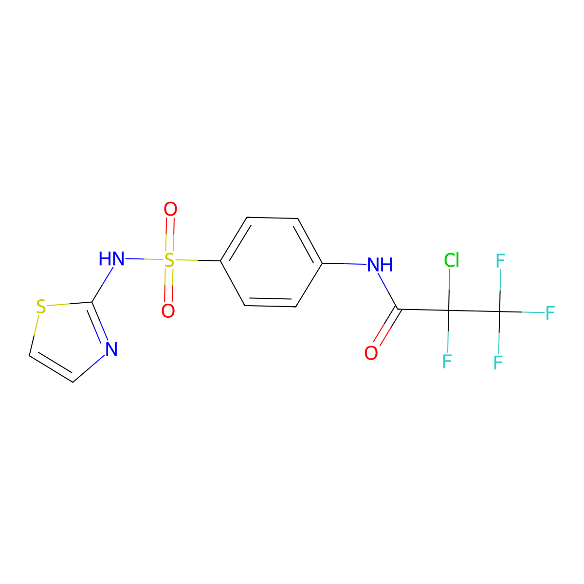 2-chloro-2,3,3,3-tetrafluoro-N-[4-(1,3-thiazol-2-ylsulfamoyl)phenyl]propanamide molecular structure, CAS 333397-31-2