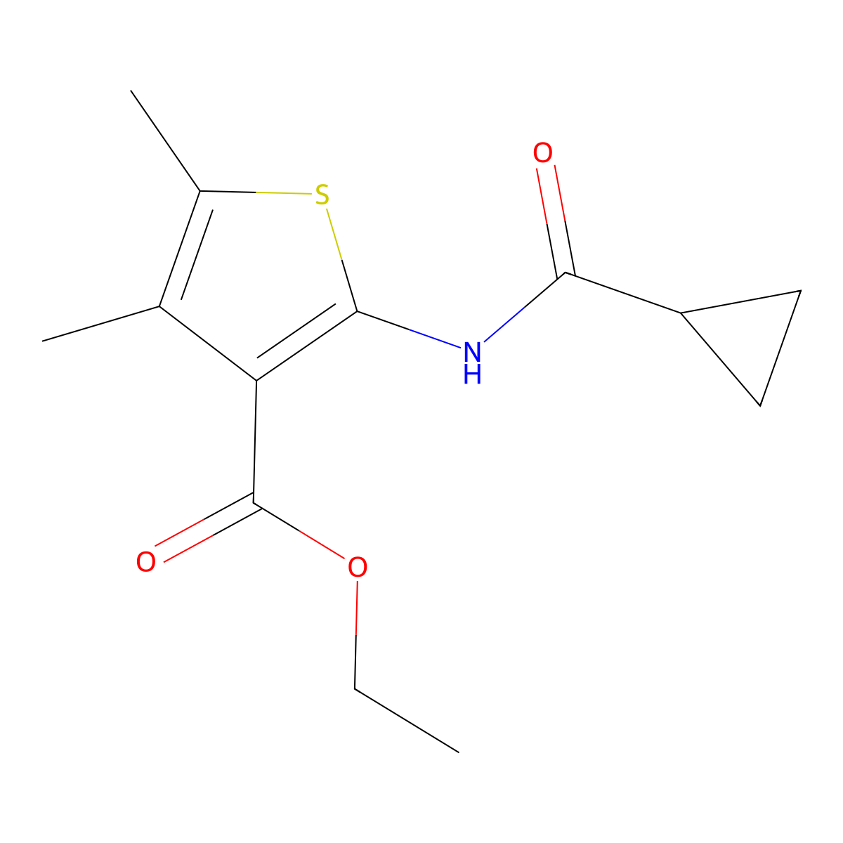 Ethyl 2-cyclopropaneamido-4,5-dimethylthiophene-3-carboxylate molecular structure, CAS 333397-50-5