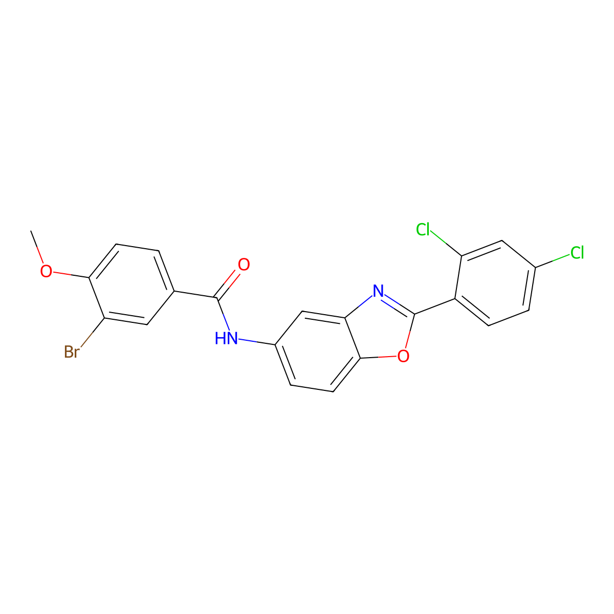 3-bromo-N-[2-(2,4-dichlorophenyl)-1,3-benzoxazol-5-yl]-4-methoxybenzamide molecular structure, CAS 333398-00-8