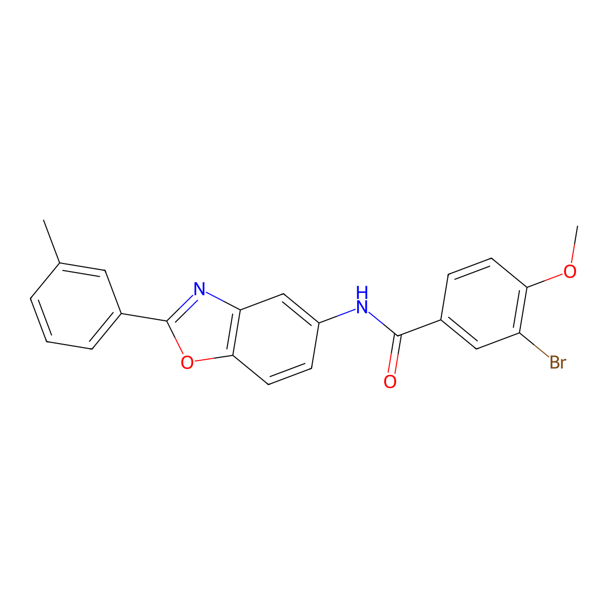 3-bromo-4-methoxy-N-[2-(3-methylphenyl)-1,3-benzoxazol-5-yl]benzamide molecular structure, CAS 333398-08-6