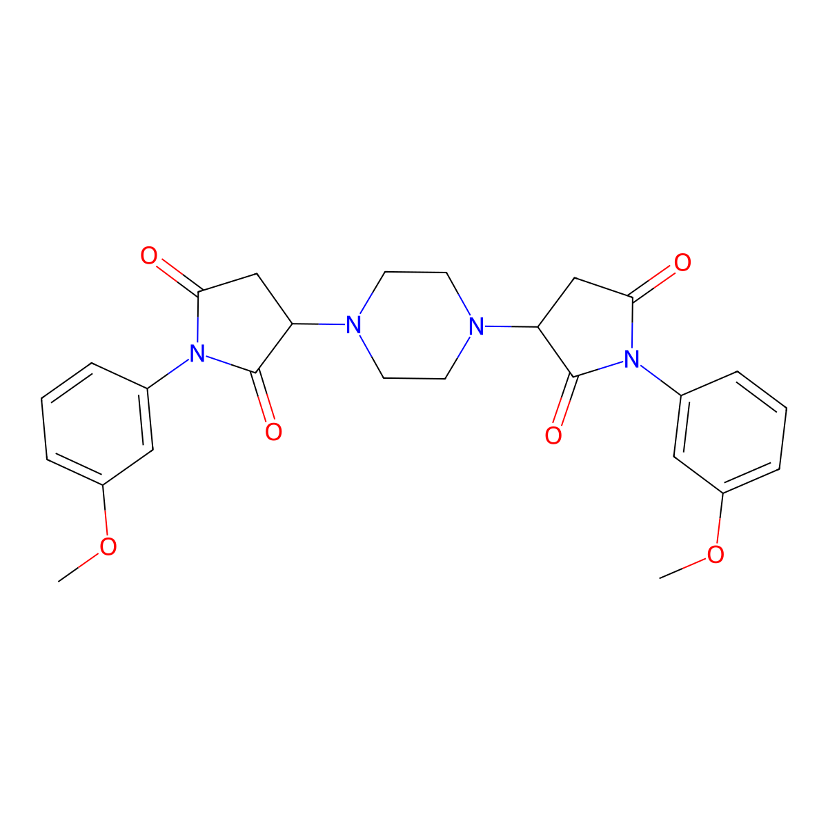 1-(3-Methoxyphenyl)-3-[4-[1-(3-methoxyphenyl)-2,5-dioxopyrrolidin-3-yl]piperazin-1-yl]pyrrolidine-2,5-dione molecular structure, CAS 333398-41-7