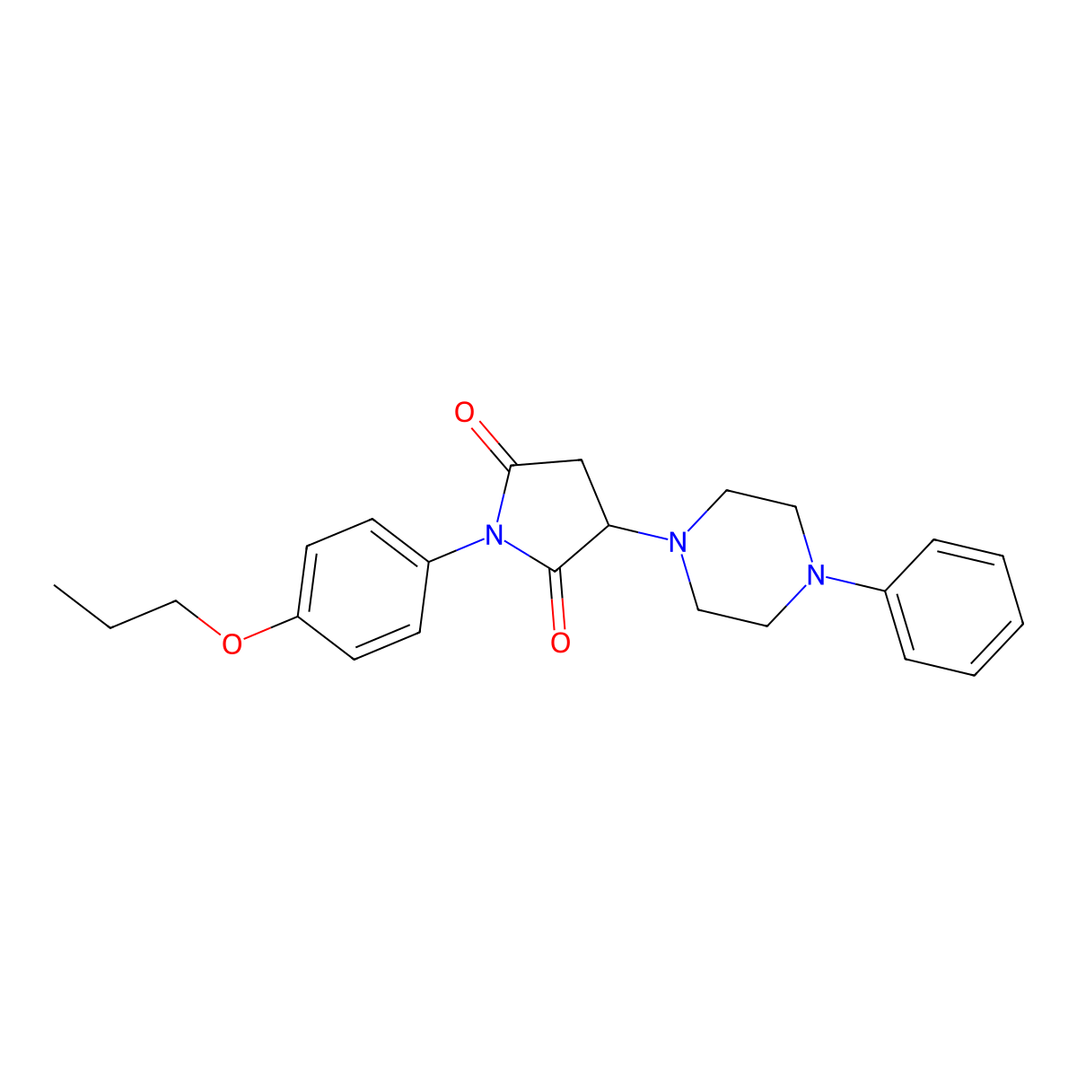 3-(4-Phenylpiperazin-1-yl)-1-(4-propoxyphenyl)pyrrolidine-2,5-dione molecular structure, CAS 333398-48-4