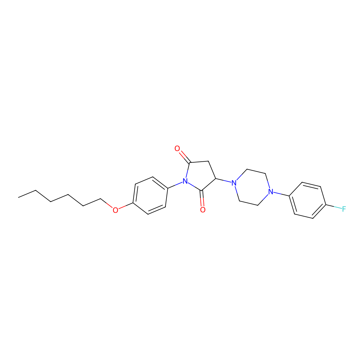 3-[4-(4-Fluorophenyl)piperazin-1-yl]-1-(4-hexoxyphenyl)pyrrolidine-2,5-dione molecular structure, CAS 333398-50-8