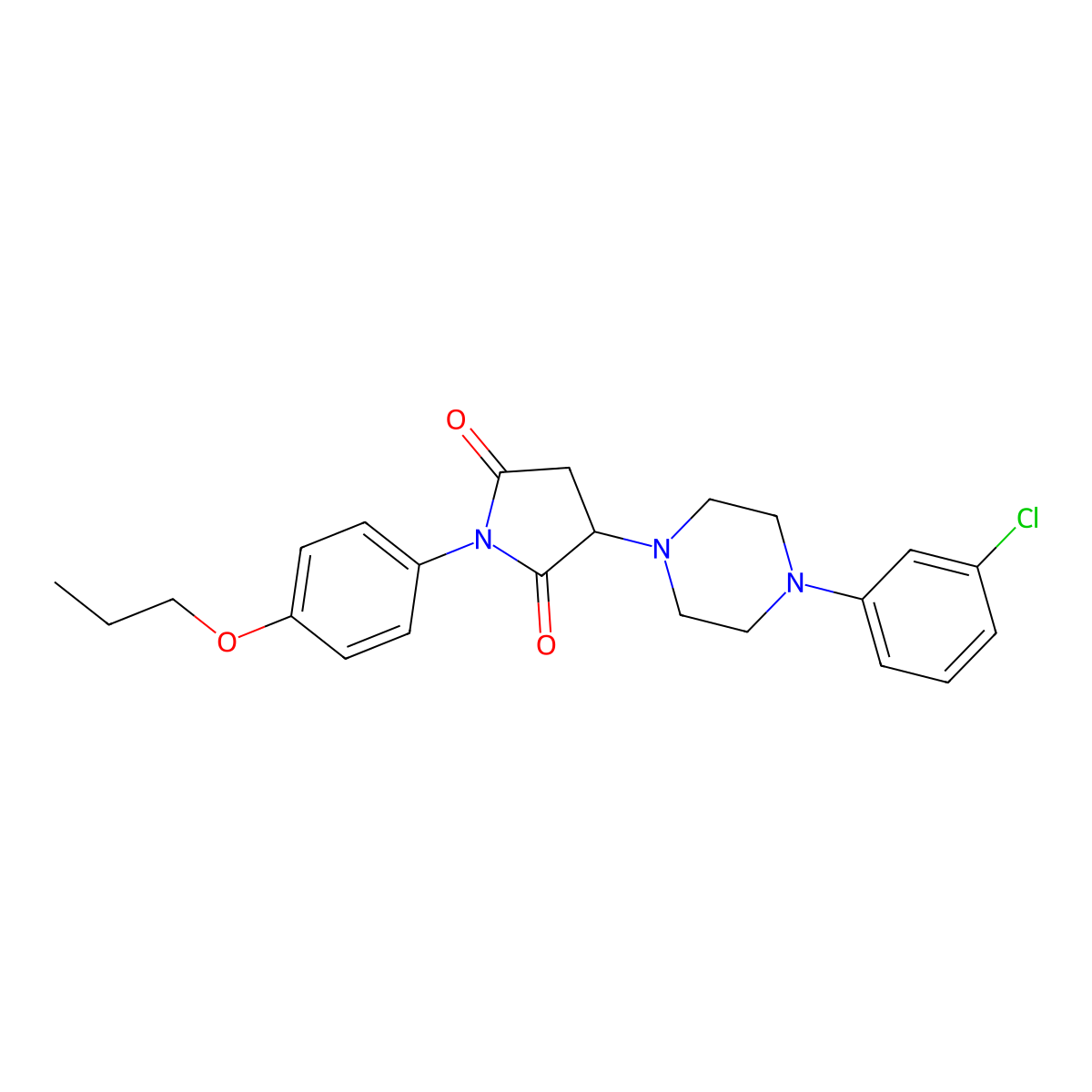 3-[4-(3-Chlorophenyl)piperazin-1-yl]-1-(4-propoxyphenyl)pyrrolidine-2,5-dione molecular structure, CAS 333398-55-3