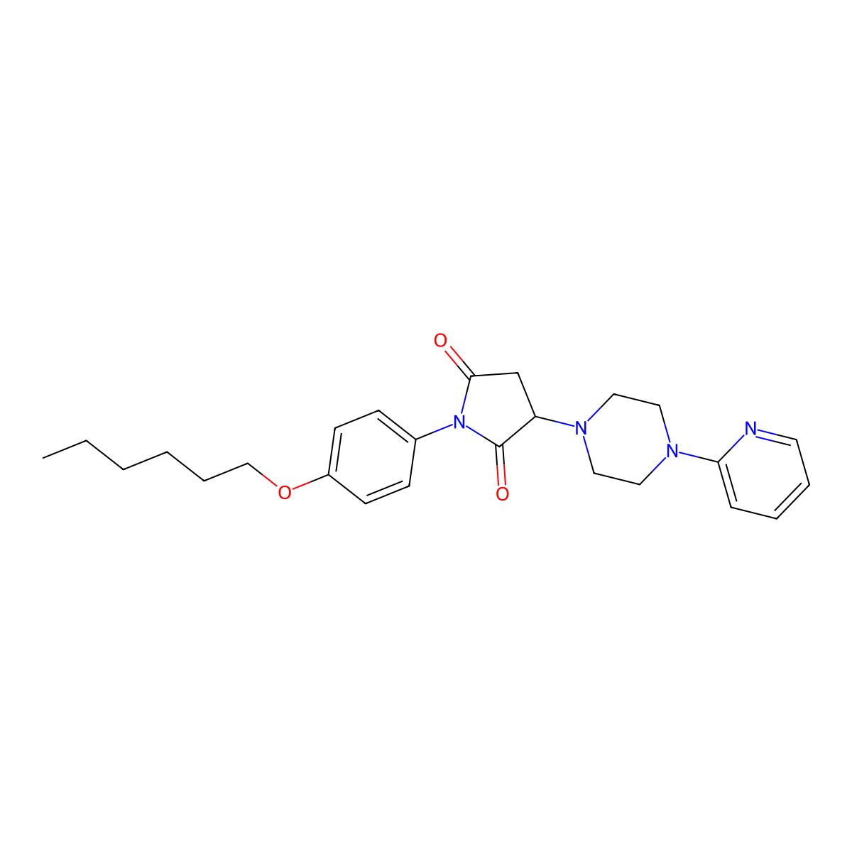 1-(4-Hexoxyphenyl)-3-(4-pyridin-2-ylpiperazin-1-yl)pyrrolidine-2,5-dione molecular structure, CAS 333398-61-1