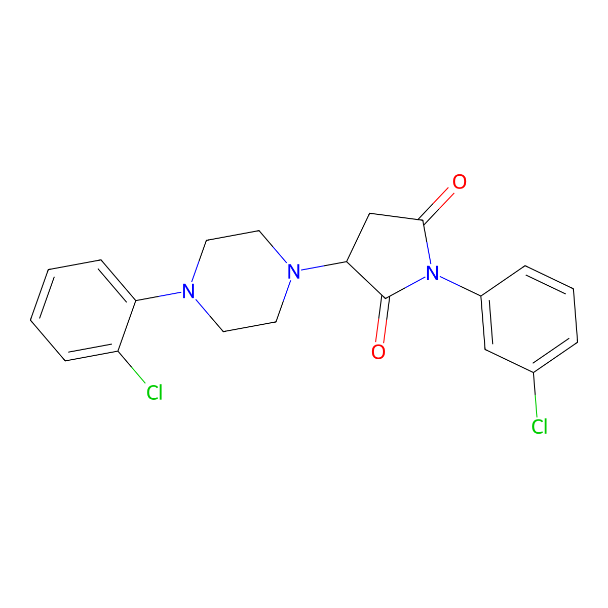 1-(3-Chlorophenyl)-3-[4-(2-chlorophenyl)piperazin-1-yl]pyrrolidine-2,5-dione molecular structure, CAS 333398-62-2