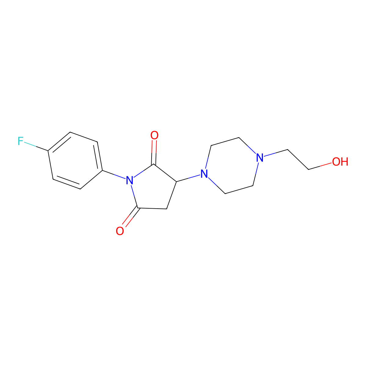 1-(4-Fluorophenyl)-3-[4-(2-hydroxyethyl)piperazin-1-yl]pyrrolidine-2,5-dione molecular structure, CAS 333398-66-6
