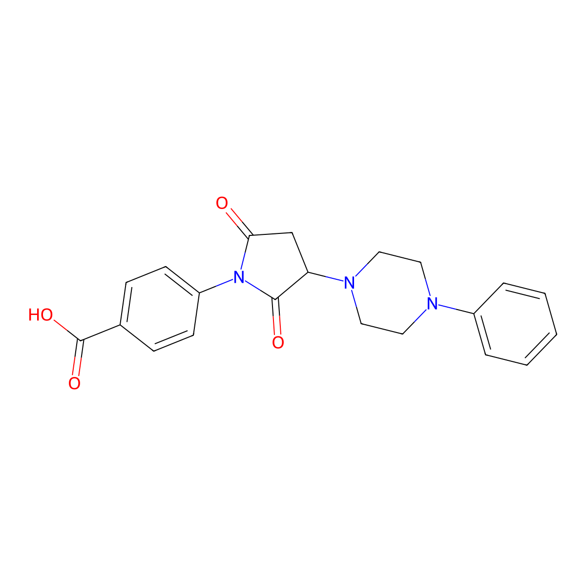 4-[2,5-Dioxo-3-(4-phenylpiperazin-1-yl)pyrrolidin-1-yl]benzoic acid molecular structure, CAS 333398-71-3