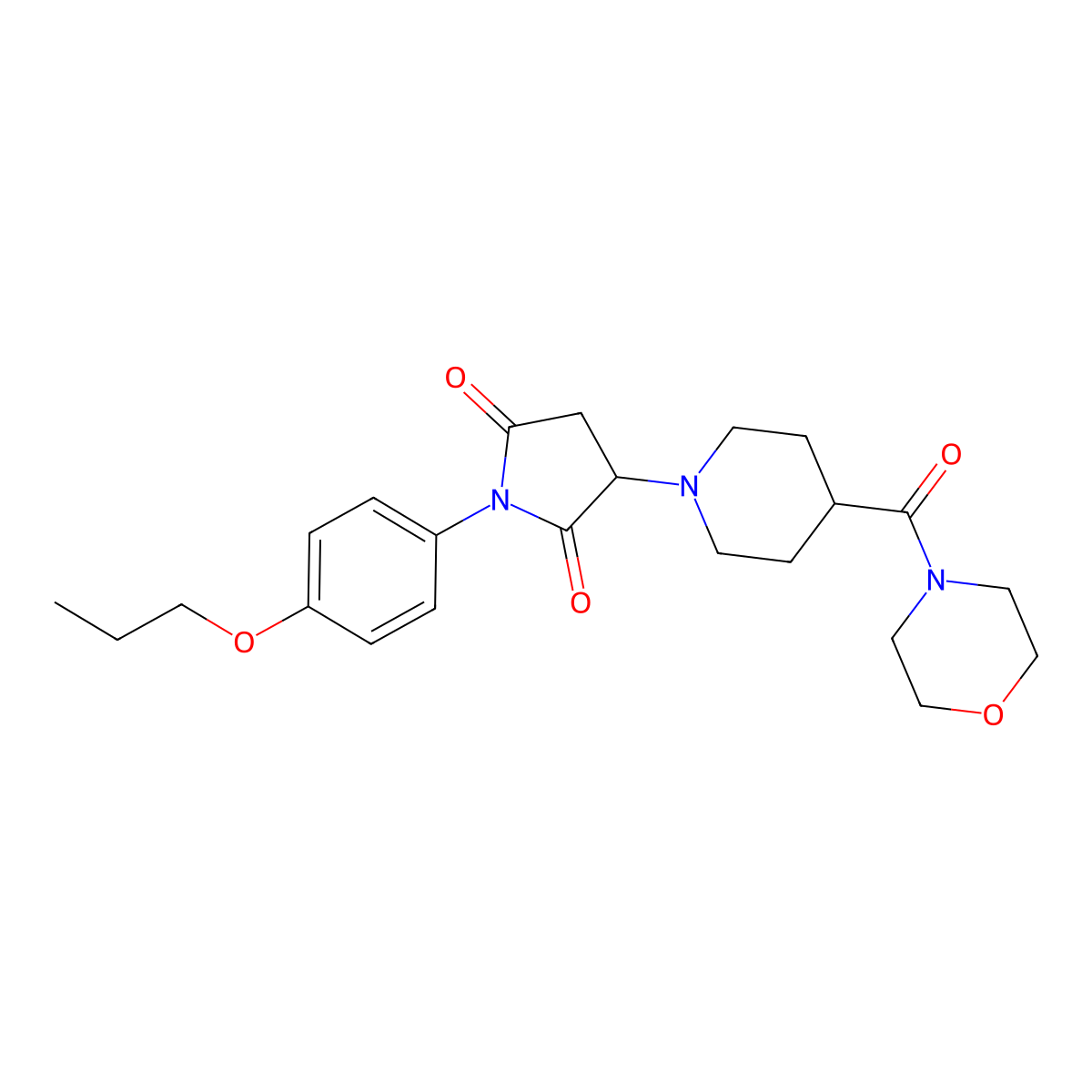 3-[4-(Morpholine-4-carbonyl)piperidin-1-yl]-1-(4-propoxyphenyl)pyrrolidine-2,5-dione molecular structure, CAS 333398-76-8