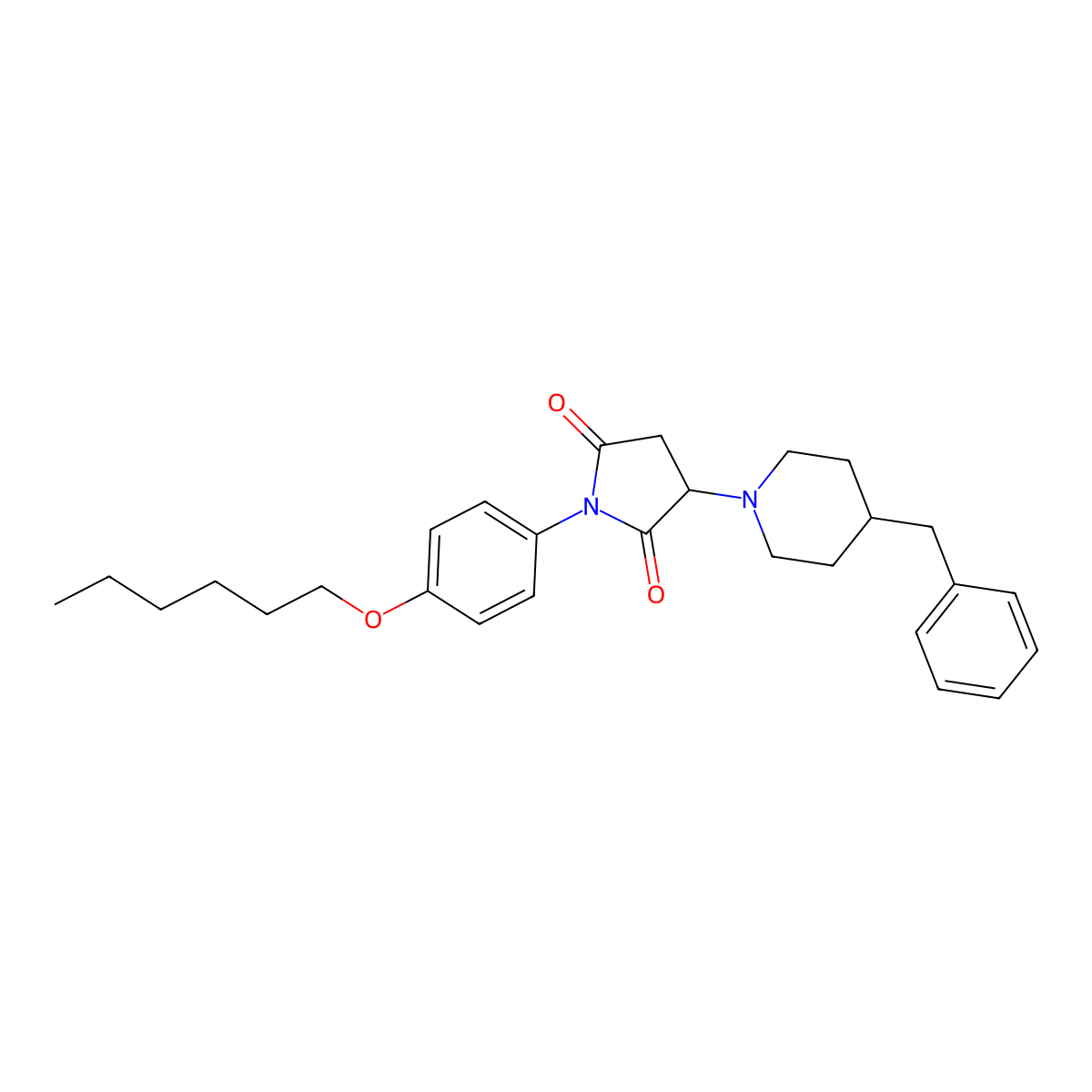 3-(4-Benzylpiperidin-1-yl)-1-(4-hexoxyphenyl)pyrrolidine-2,5-dione molecular structure, CAS 333398-81-5