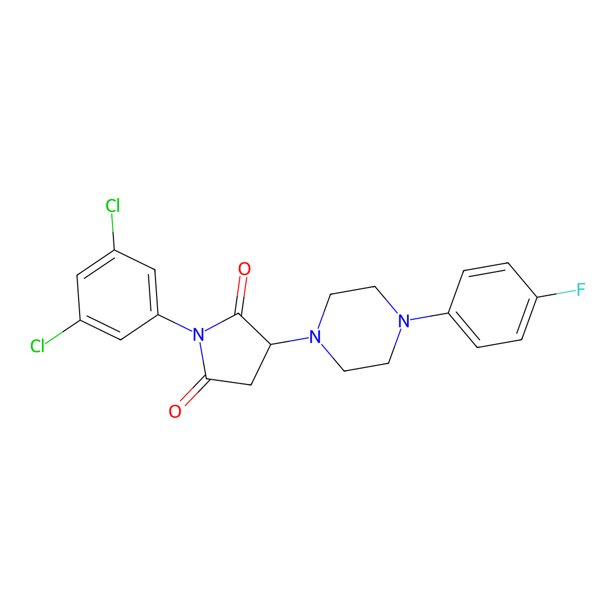 1-(3,5-Dichlorophenyl)-3-[4-(4-fluorophenyl)piperazin-1-yl]pyrrolidine-2,5-dione molecular structure, CAS 333398-87-1