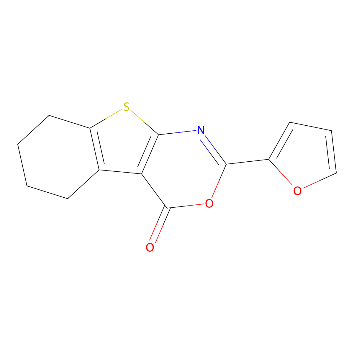 2-Furan-2-yl-5,6,7,8-tetrahydro-3-oxa-9-thia-1-aza-fluoren-4-one molecular structure, CAS 333399-12-5