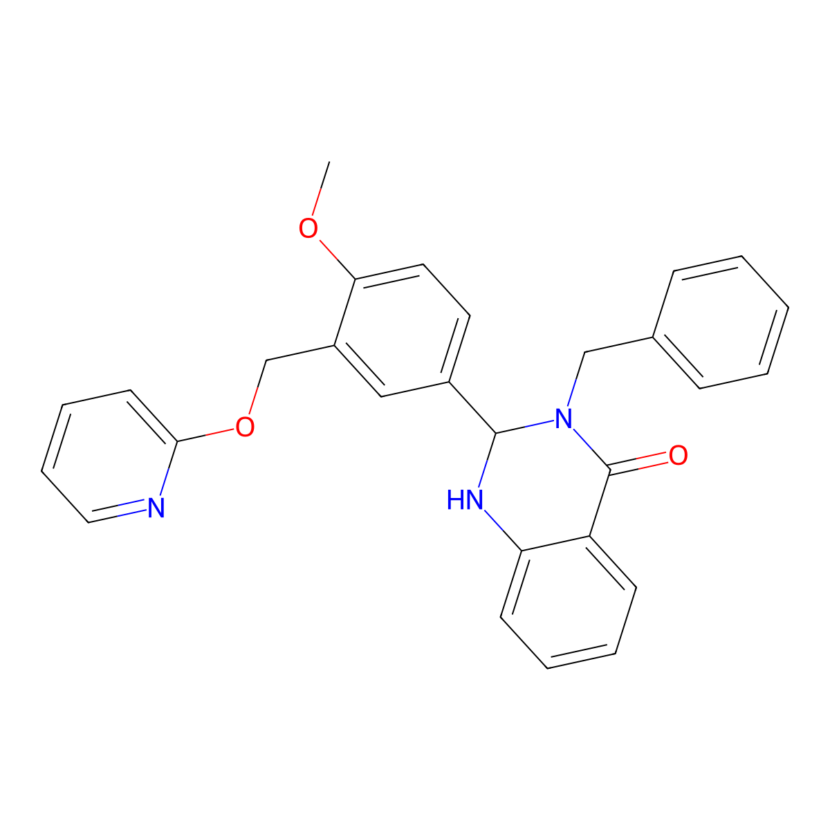 3-Benzyl-2-[4-methoxy-3-(pyridin-2-yloxymethyl)phenyl]-1,2-dihydroquinazolin-4-one molecular structure, CAS 333404-95-8