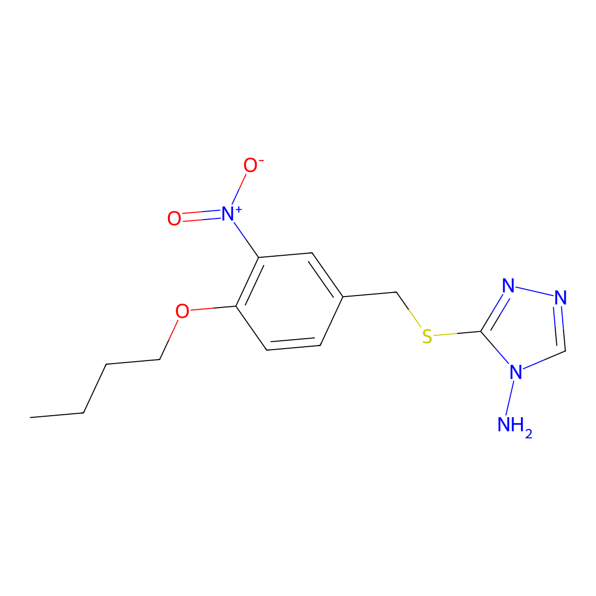 3-[(4-Butoxy-3-nitrophenyl)methylsulfanyl]-1,2,4-triazol-4-amine molecular structure, CAS 333405-30-4