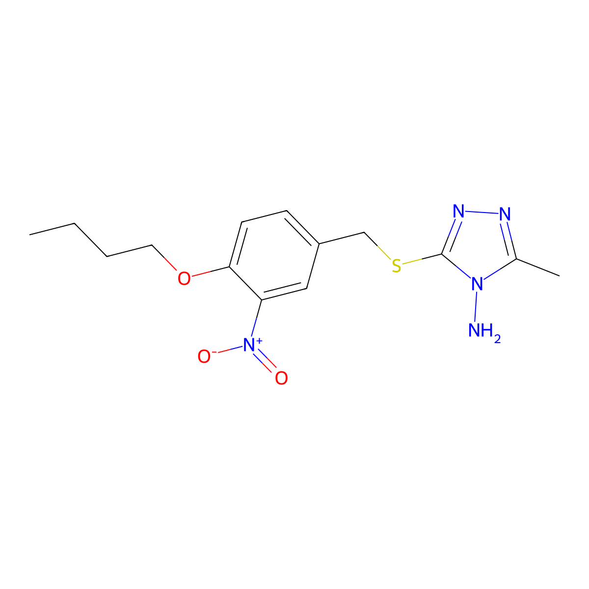 3-[(4-Butoxy-3-nitrophenyl)methylsulfanyl]-5-methyl-1,2,4-triazol-4-amine molecular structure, CAS 333405-36-0