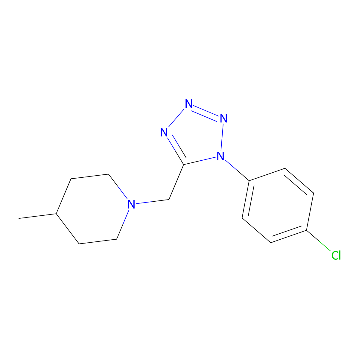 1-[1-(4-Chloro-phenyl)-1H-tetrazol-5-ylmethyl]-4-methyl-piperidine molecular structure, CAS 333408-34-7