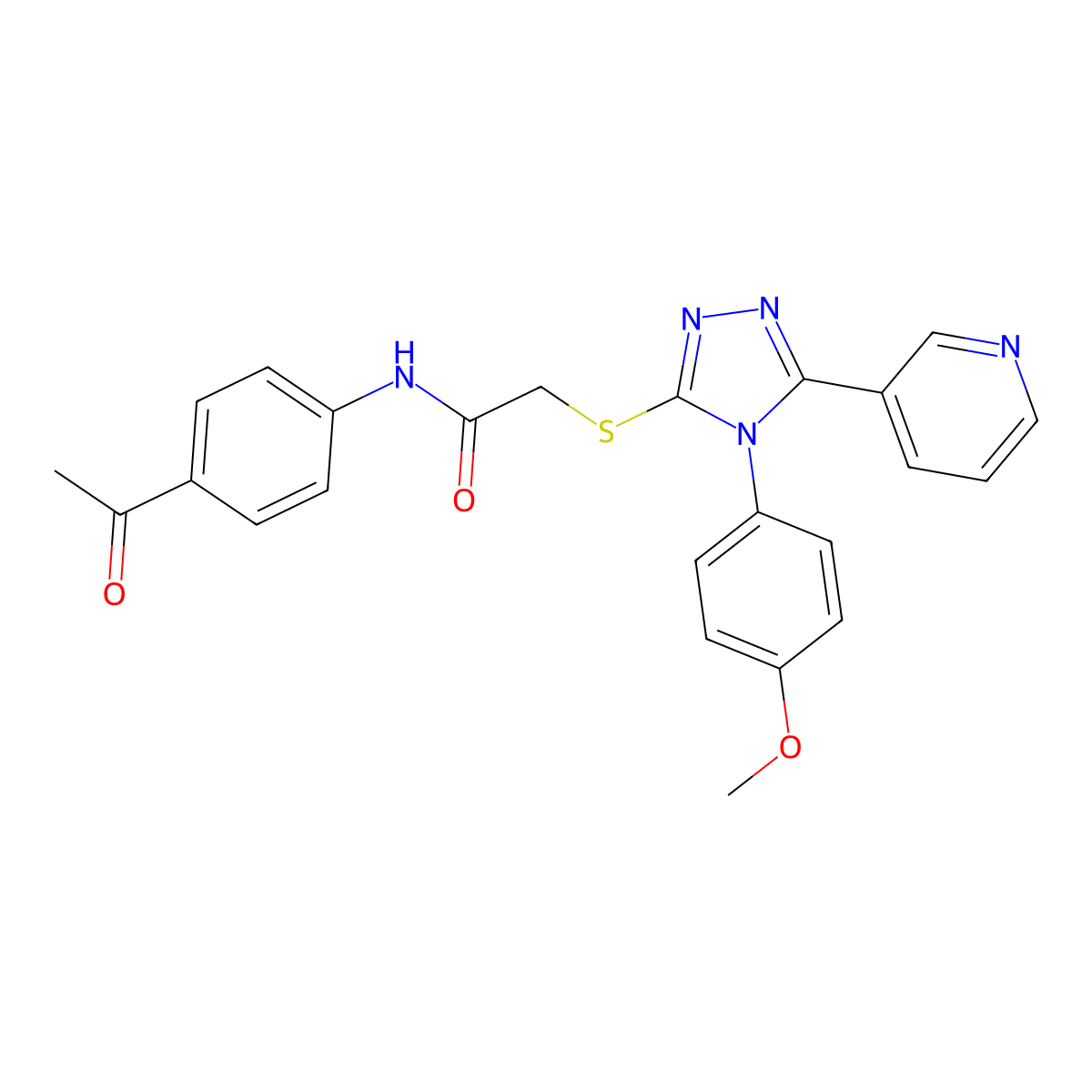 N-(4-acetylphenyl)-2-({4-[4-(methyloxy)phenyl]-5-pyridin-3-yl-4H-1,2,4-triazol-3-yl}sulfanyl)acetamide molecular structure, CAS 333408-43-8