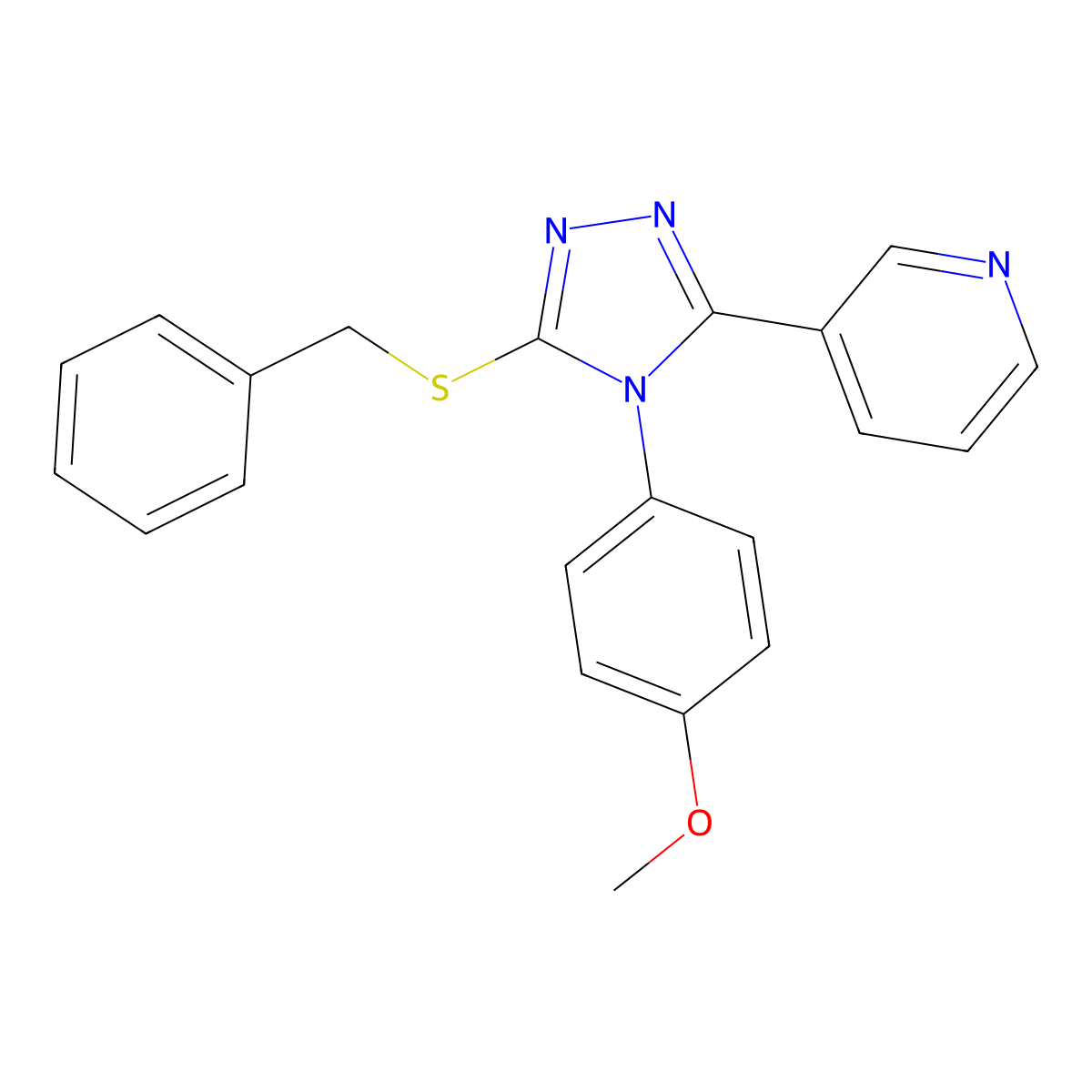 3-[5-(benzylsulfanyl)-4-(4-methoxyphenyl)-4H-1,2,4-triazol-3-yl]pyridine molecular structure, CAS 333408-50-7