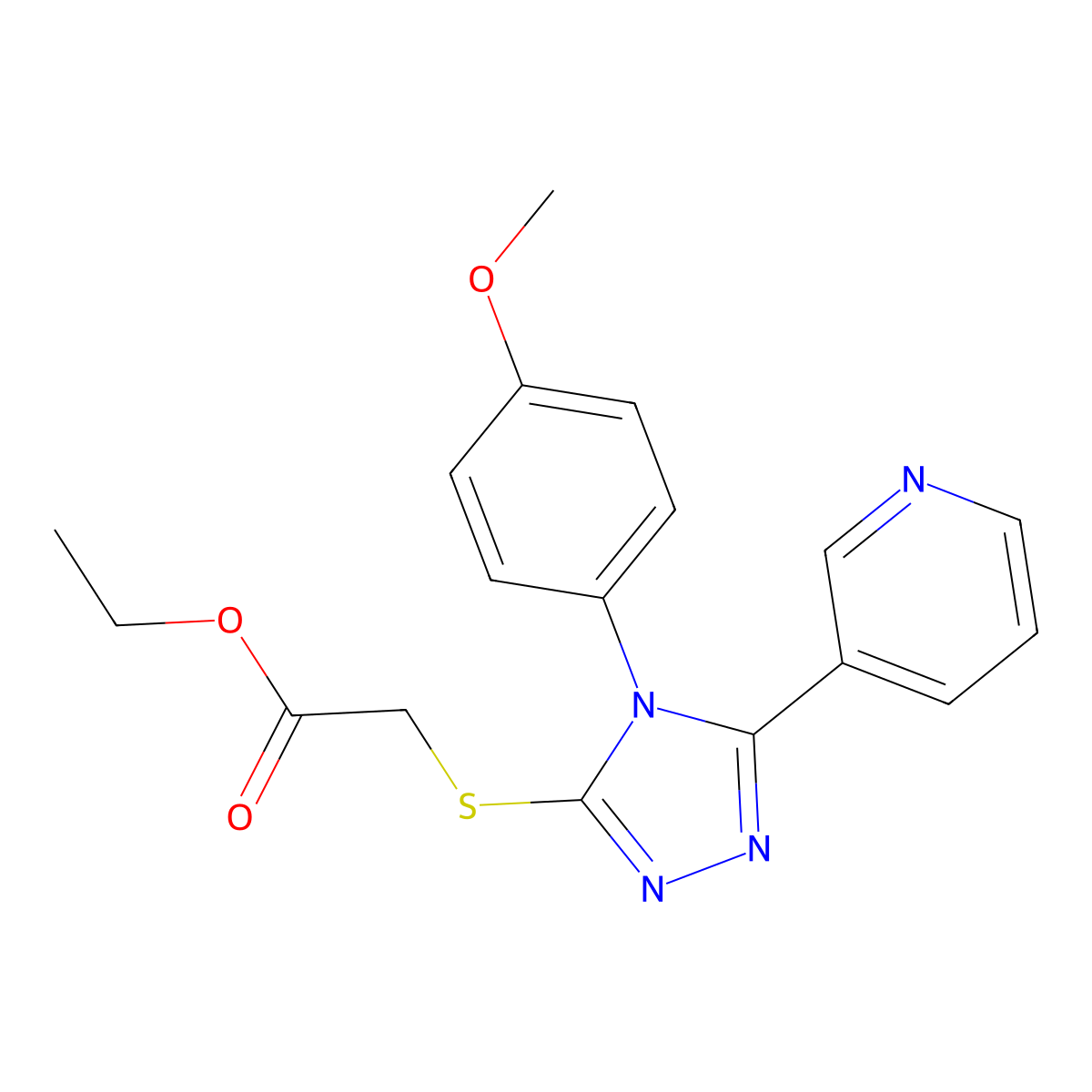 Ethyl 2-[[4-(4-methoxyphenyl)-5-(3-pyridinyl)-4H-1,2,4-triazol-3-yl]thio]acetate molecular structure, CAS 333408-53-0