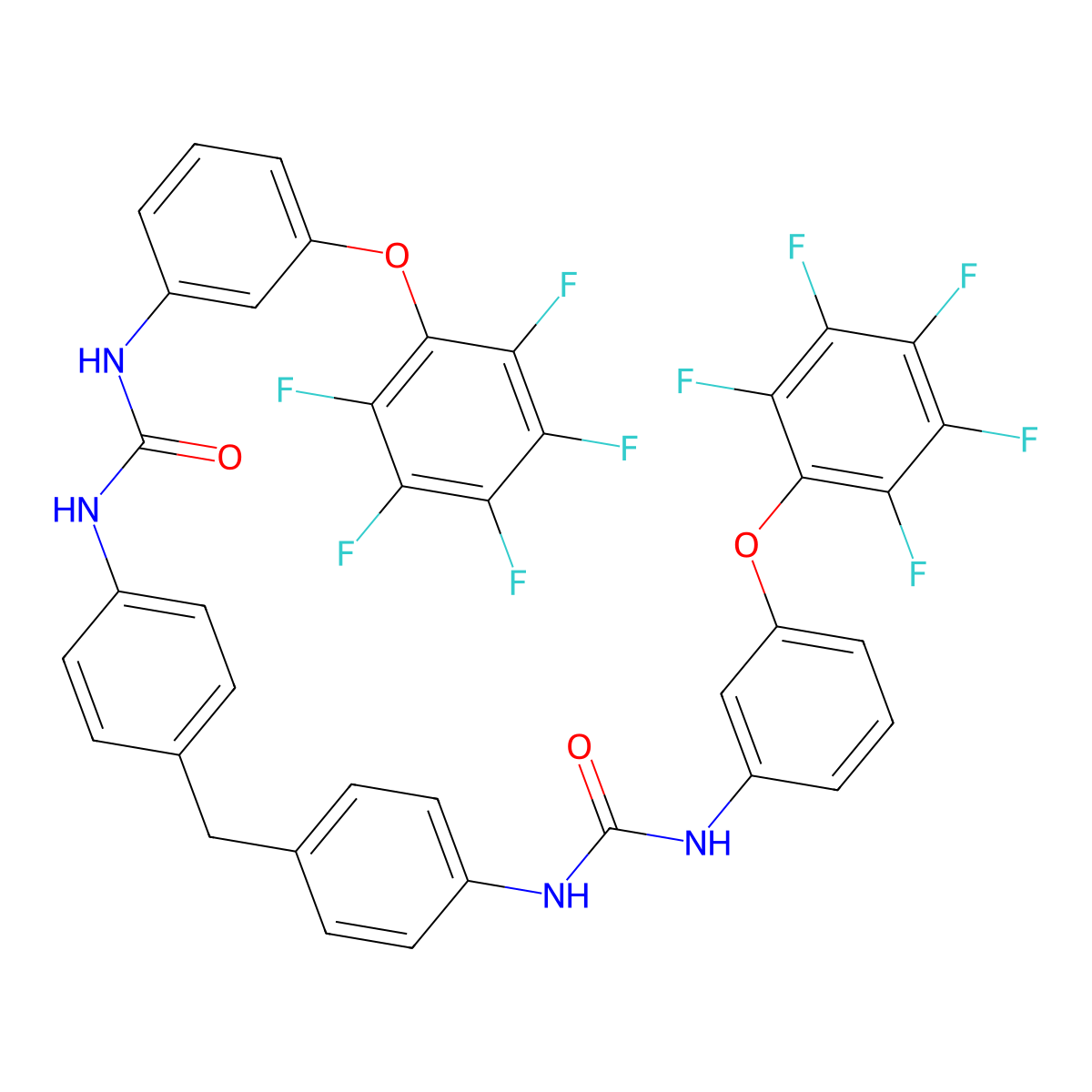 N-{4-[4-({[3-(2,3,4,5,6-pentafluorophenoxy)anilino]carbonyl}amino)benzyl]phenyl}-N'-[3-(2,3,4,5,6-pentafluorophenoxy)phenyl]urea molecular structure, CAS 333408-54-1
