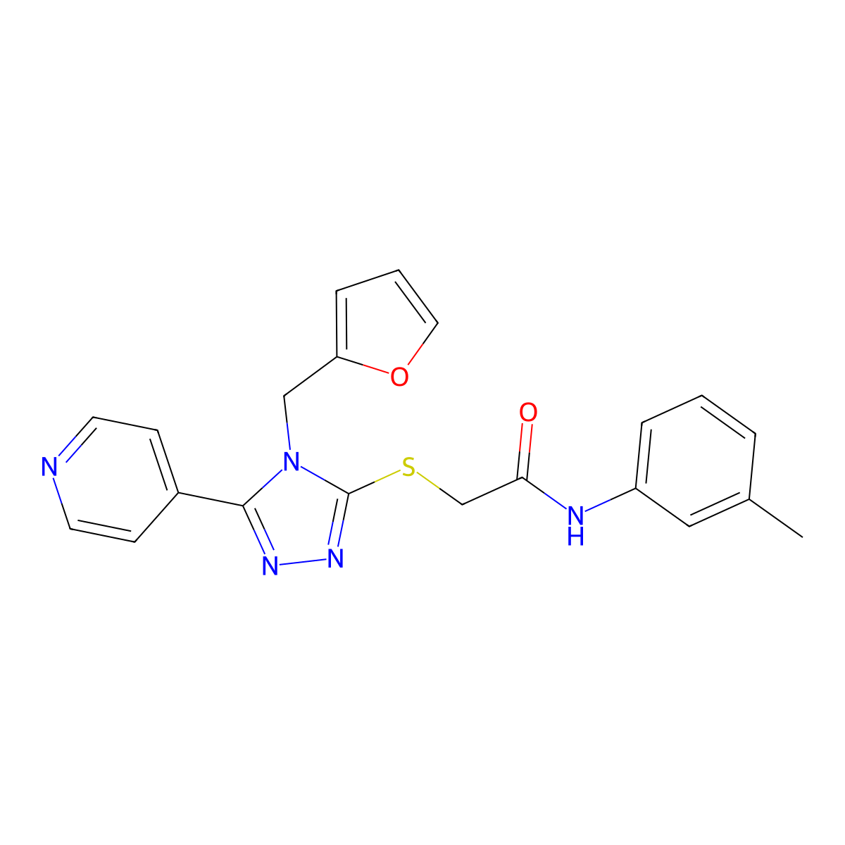 2-{[4-(furan-2-ylmethyl)-5-(pyridin-4-yl)-4H-1,2,4-triazol-3-yl]sulfanyl}-N-(3-methylphenyl)acetamide molecular structure, CAS 333408-98-3