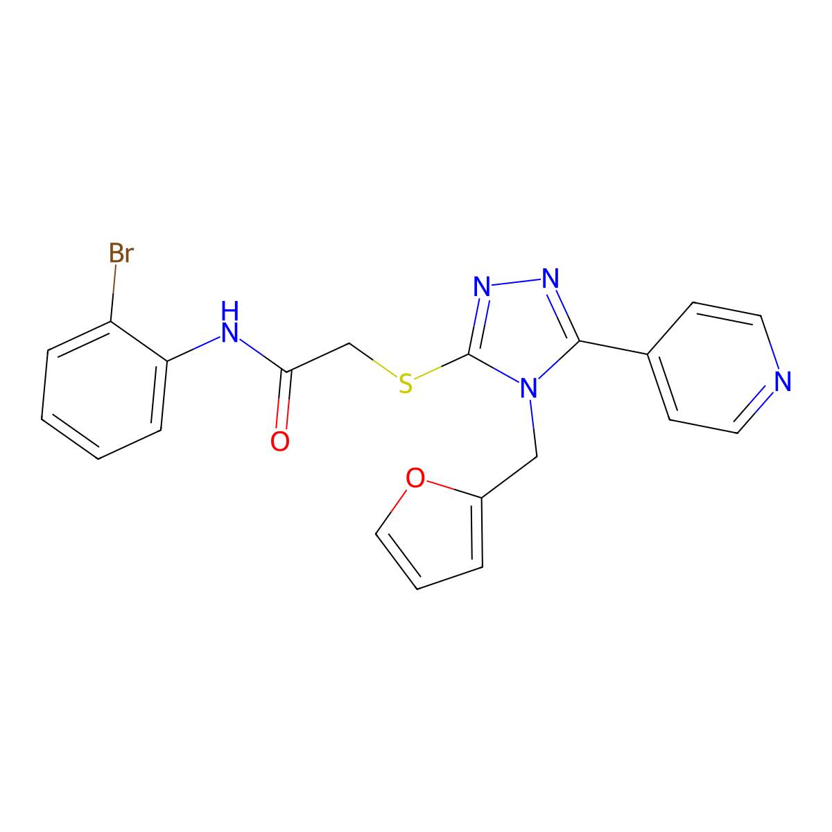 N-(2-bromophenyl)-2-{[4-(furan-2-ylmethyl)-5-(pyridin-4-yl)-4H-1,2,4-triazol-3-yl]sulfanyl}acetamide molecular structure, CAS 333409-05-5