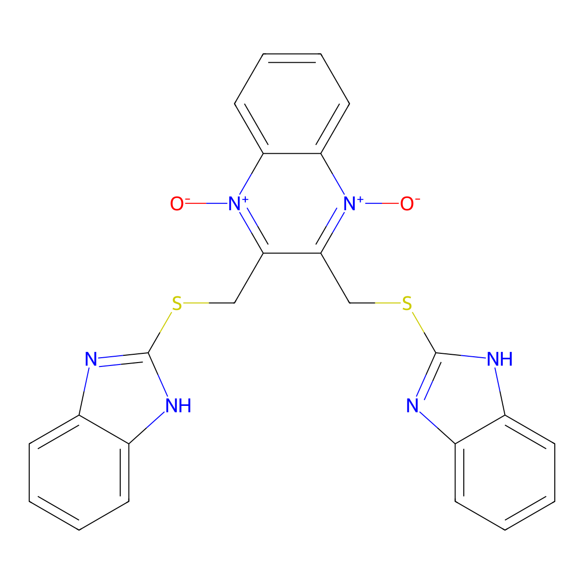 2,3-di[(1H-benzo[d]imidazol-2-ylthio)methyl]quinoxalinediium-1,4-diolate molecular structure, CAS 333409-11-3