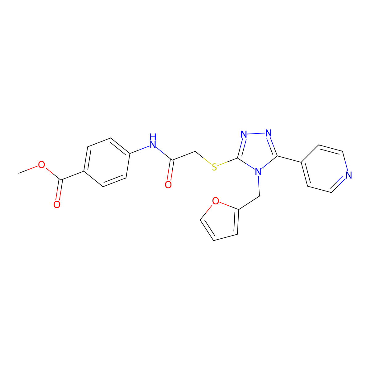 methyl 4-[({[4-(furan-2-ylmethyl)-5-(pyridin-4-yl)-4H-1,2,4-triazol-3-yl]sulfanyl}acetyl)amino]benzoate molecular structure, CAS 333409-18-0