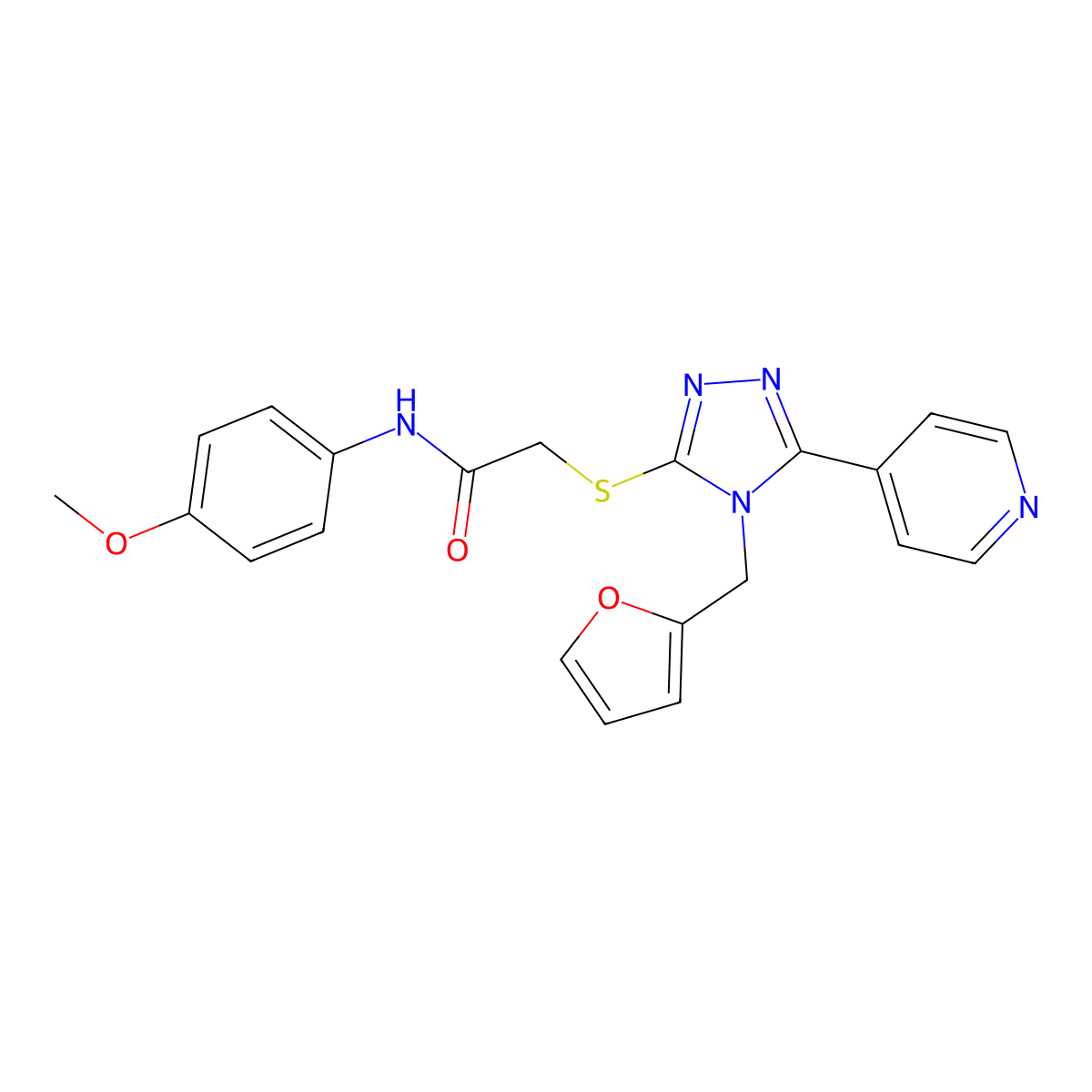 2-[[4-(furan-2-ylmethyl)-5-pyridin-4-yl-1,2,4-triazol-3-yl]sulfanyl]-N-(4-methoxyphenyl)acetamide molecular structure, CAS 333409-23-7