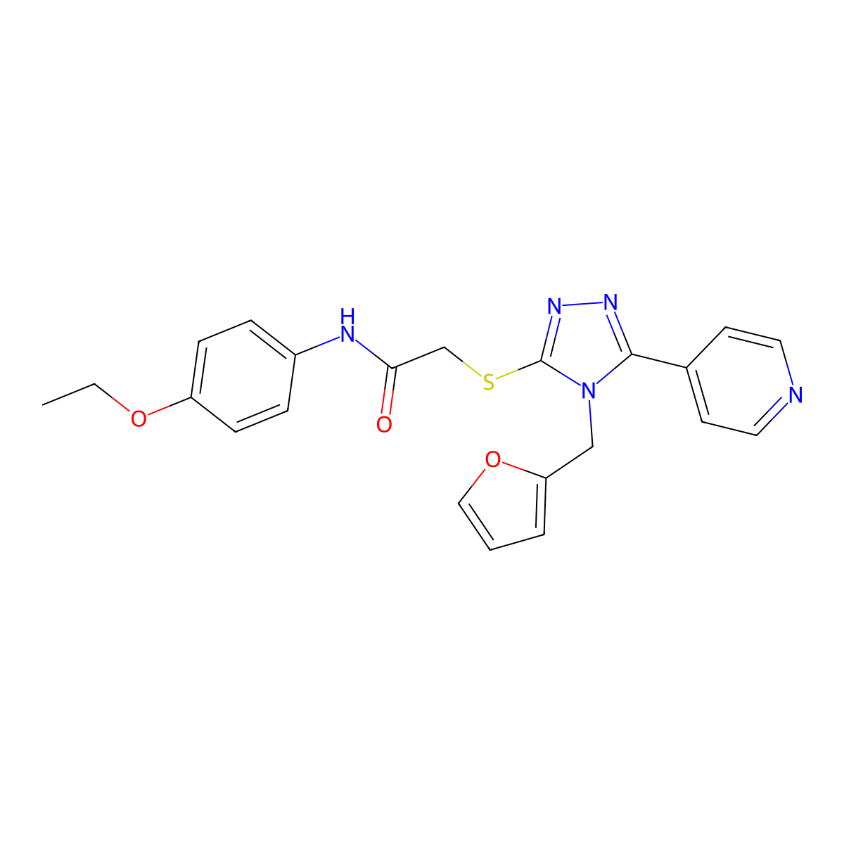 N-(4-ethoxyphenyl)-2-{[4-(furan-2-ylmethyl)-5-(pyridin-4-yl)-4H-1,2,4-triazol-3-yl]sulfanyl}acetamide molecular structure, CAS 333409-26-0