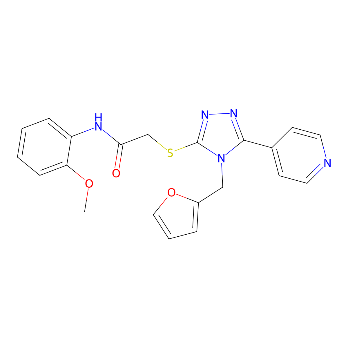 2-{[4-(furan-2-ylmethyl)-5-(pyridin-4-yl)-4H-1,2,4-triazol-3-yl]sulfanyl}-N-(2-methoxyphenyl)acetamide molecular structure, CAS 333409-29-3