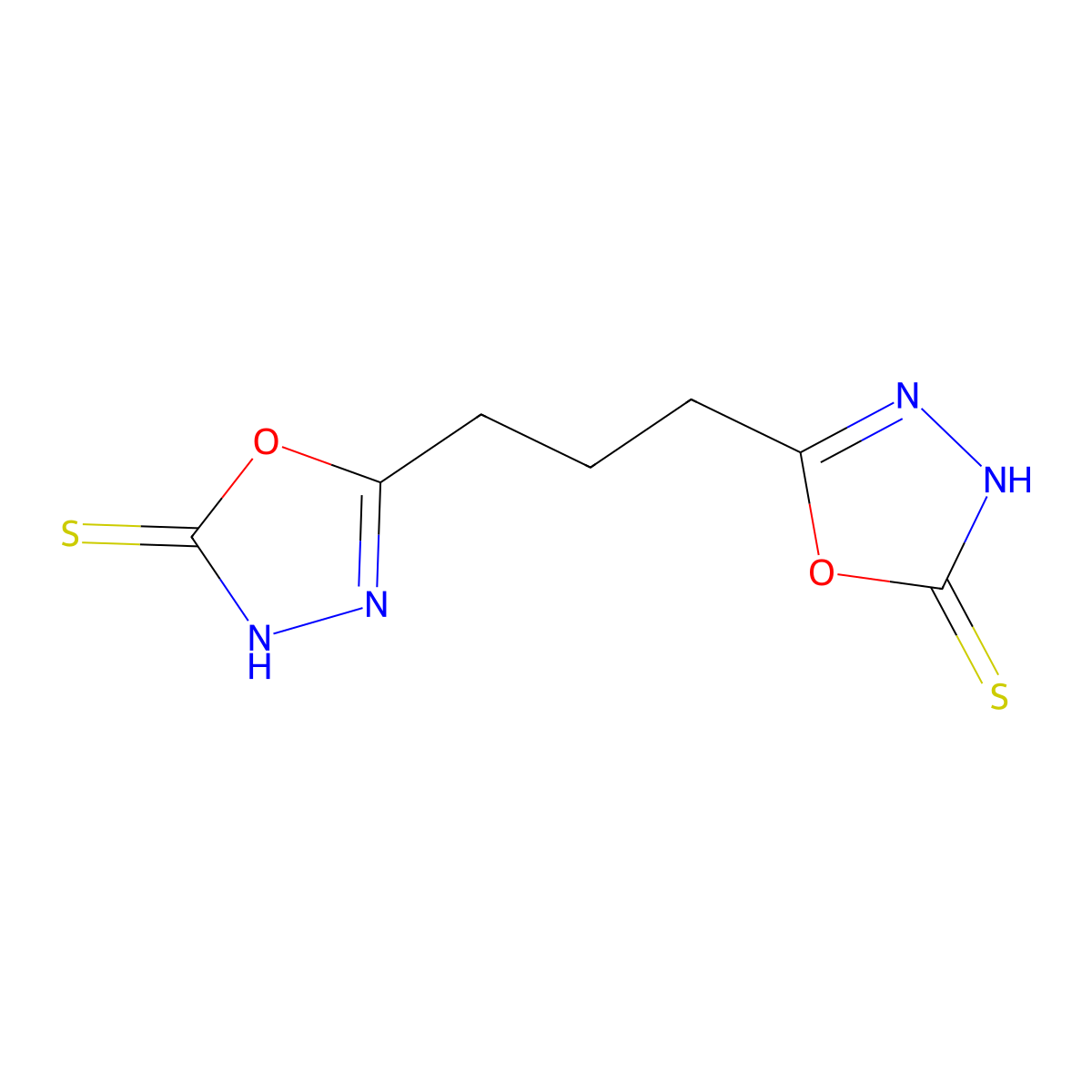 5-[3-(5-Mercapto-1,3,4-oxadiazol-2-yl)propyl]-1,3,4-oxadiazole-2-thiol molecular structure, CAS 333409-31-7
