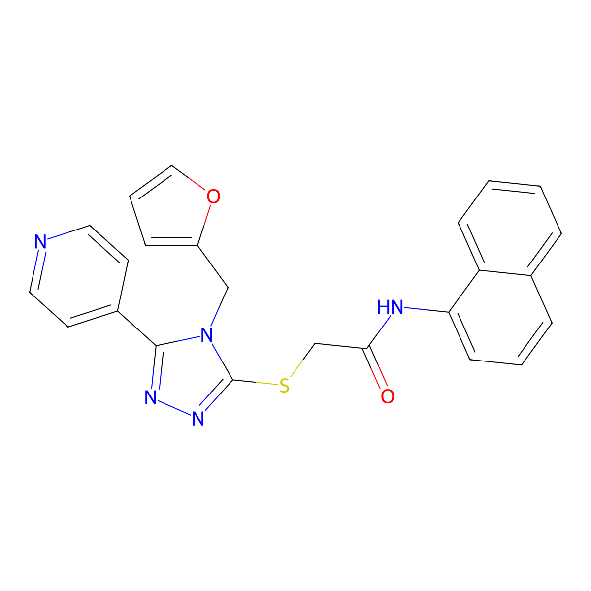 2-{[4-(furan-2-ylmethyl)-5-(pyridin-4-yl)-4H-1,2,4-triazol-3-yl]sulfanyl}-N-(naphthalen-1-yl)acetamide molecular structure, CAS 333409-41-9