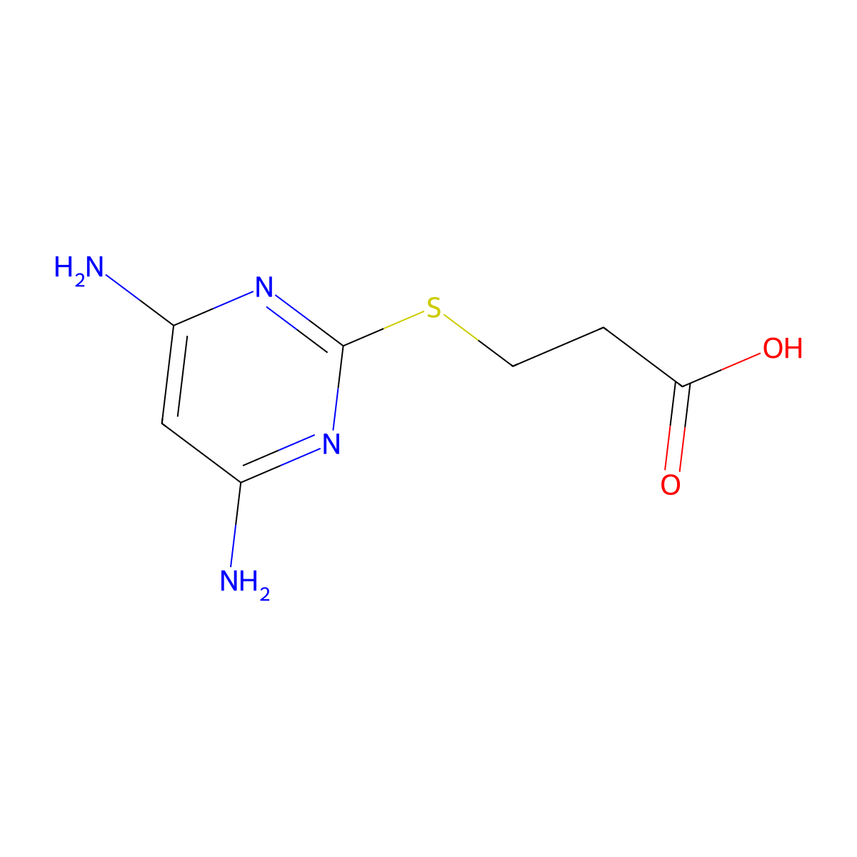 3-(4,6-Diamino-pyrimidin-2-ylsulfanyl)-propionic acid molecular structure, CAS 333409-96-4