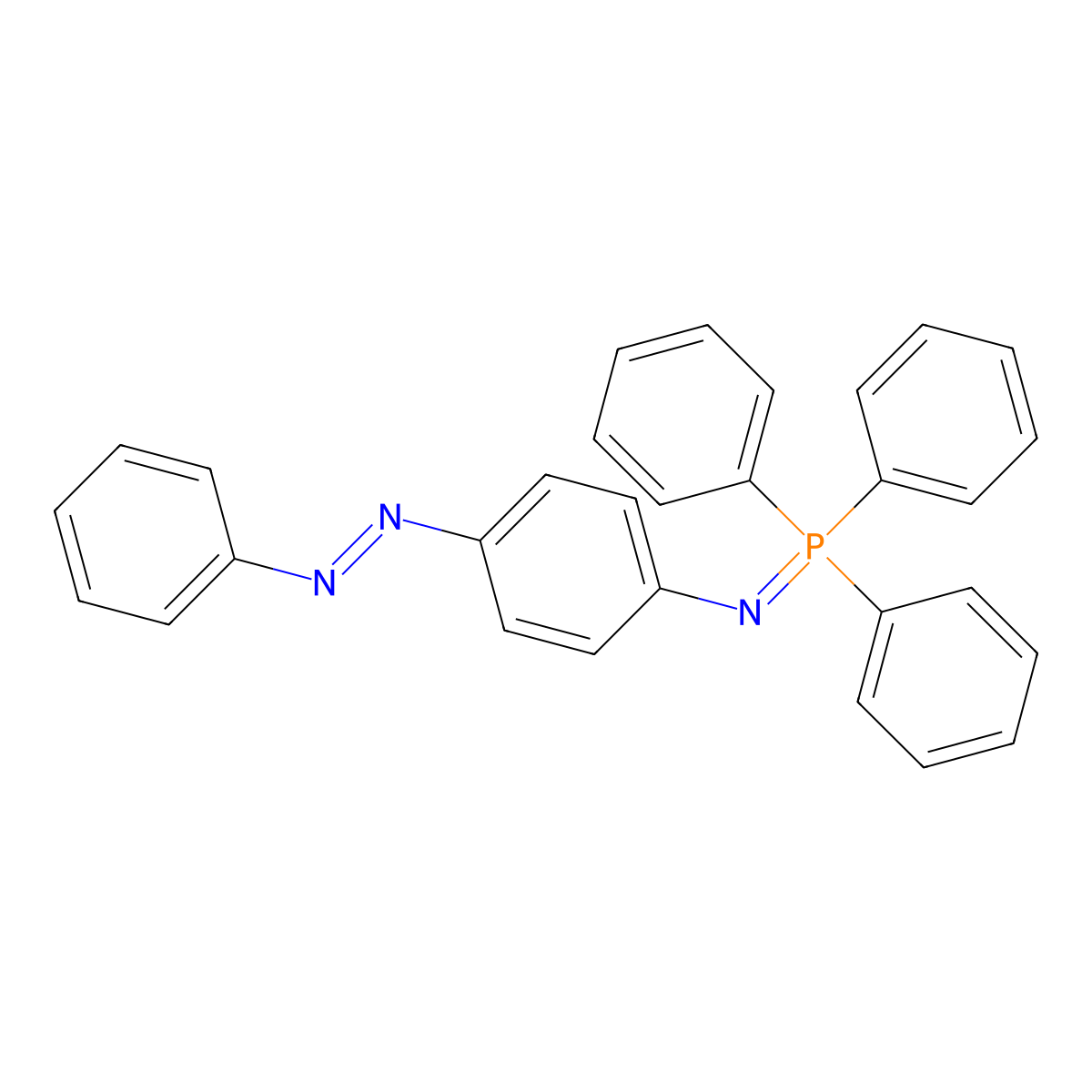 (E)-1-phenyl-2-{4-[(triphenyl-lambda~5~-phosphanylidene)amino]phenyl}diazene molecular structure, CAS 33341-95-6